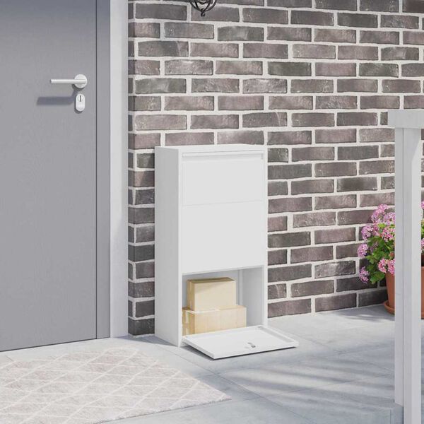 vidaXL Pakettipostilaatikko ovella Valkoinen 44 x 22 x 82 cm Ter&auml;s