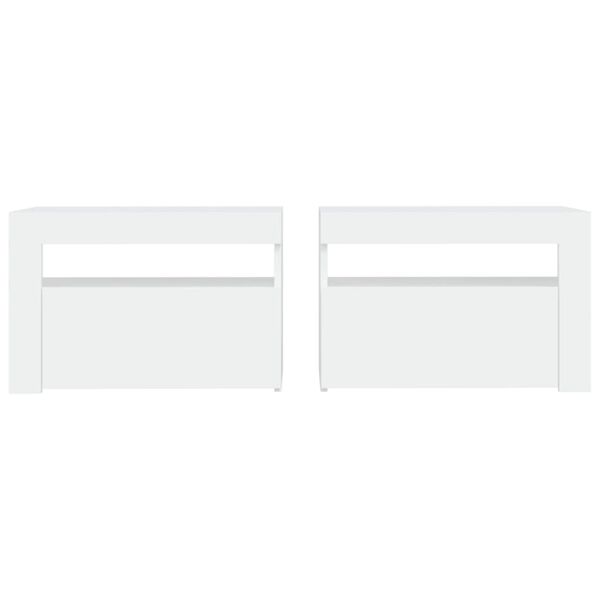 vidaXL Yöpöydät 2 kpl LED-valoilla valkoinen 60x35x40 cm