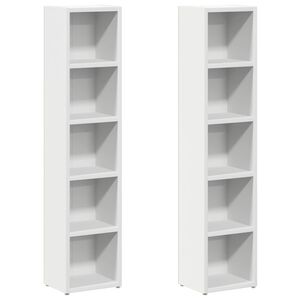 vidaXL CD-hyllyt 2 kpl valkoinen 21x16x93,5 cm lastulevy