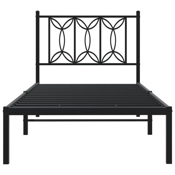 vidaXL Metallinen sängynrunko päädyllä musta 80x200 cm