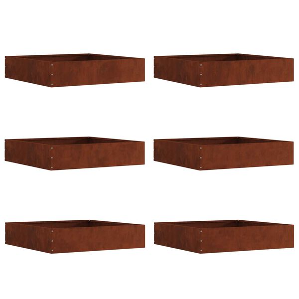 vidaXL Nurmireunus 6 pcs Ruosteinen 60 x 60 x 13 cm Kulunut Ter&auml;s