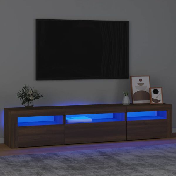 vidaXL TV-taso LED-valoilla ruskea tammi 195x35x40 cm