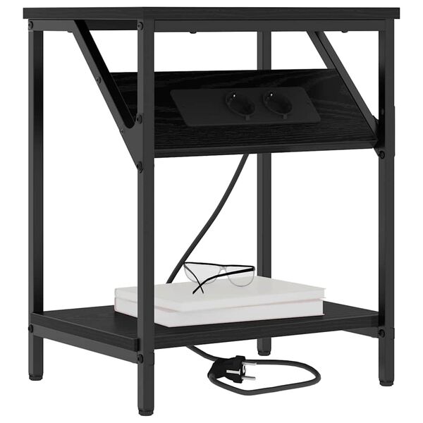 vidaXL Y&ouml;p&ouml;yt&auml;kaappi 2 pcs Musta tammi. 38 x 30 x 48 cm Tekninen puu