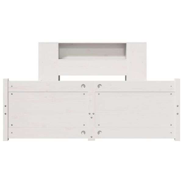 vidaXL Sänky kirjahyllyllä ei patjaa valkoinen 140x200 cm täysi mänty