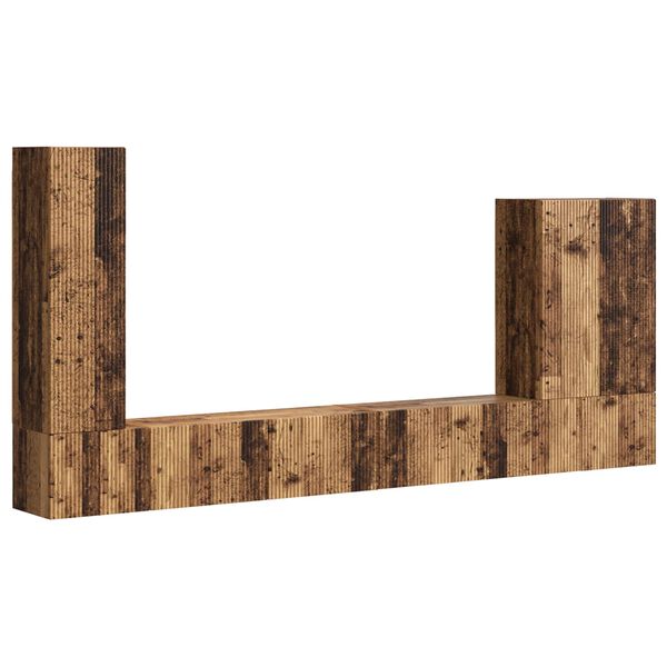 vidaXL TV-sein&auml;kaappi setti Sein&auml;kiinnitett&auml;v&auml; 6 pcs Vanha Puu