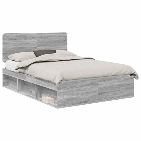 vidaXL S&auml;ngyn runko Harmaa Sonoma 5FT King Size Massiivinen m&auml;nty