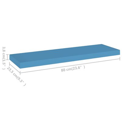 vidaXL Kelluvat seinähyllyt 2 kpl sininen 80x23,5x3,8 cm MDF