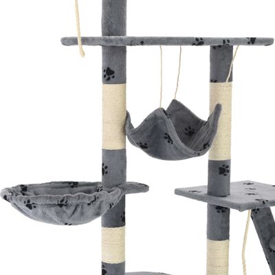 vidaXL Kissan raapimispuu sisal-pylväillä 230-250 cm tassukuvio harmaa