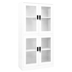 vidaXL Toimistokaappi valkoinen 90x40x180 cm ter&auml;s/karkaistu lasi