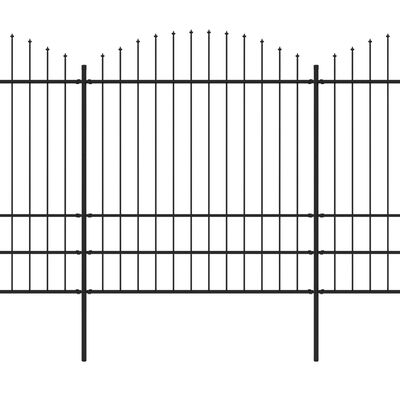 vidaXL Puutarha-aita keihäskärjillä teräs (1,75-2)x1,7 m musta