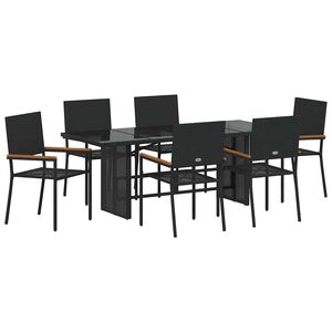 vidaXL Piharuokailu setti 7 kpl Musta polyrottinki