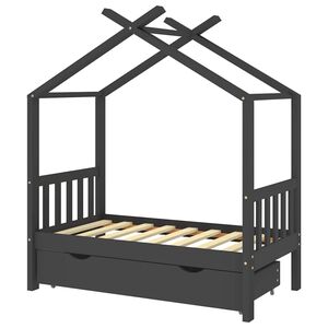 vidaXL Lasten s&auml;ngynrunko laatikolla t.harmaa t&auml;ysi m&auml;nty 70x140 cm