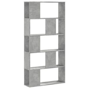 vidaXL Kirjahylly 5 tasoa betoninharmaa 80,5x23,5x162,5 cm puu