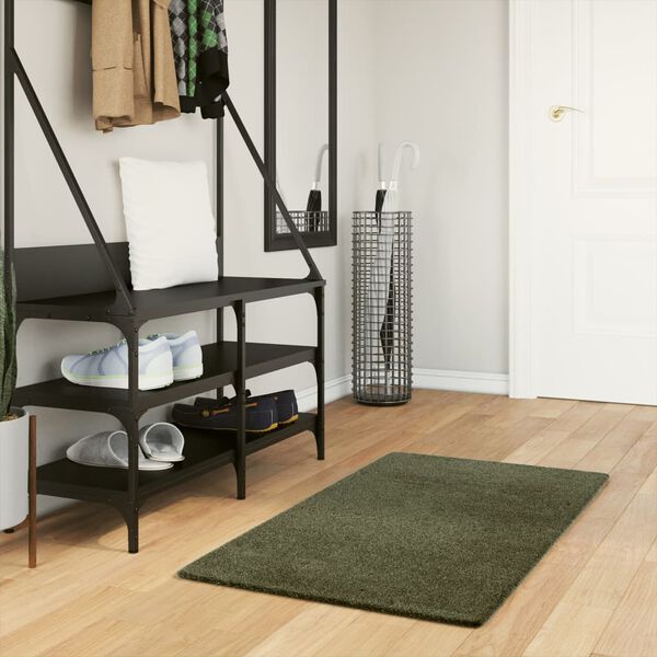 vidaXL Matto HUARTE lyhytnukkainen ja pest&auml;v&auml; mets&auml;nvihre&auml; 60x110 cm