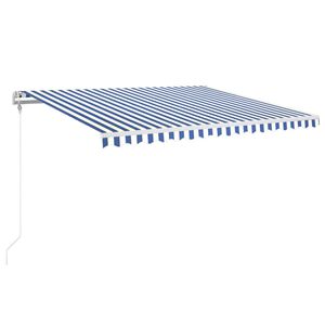 vidaXL Sis&auml;&auml;nkelattava markiisi LED/tuulisensori 400x350cm sinivalk.