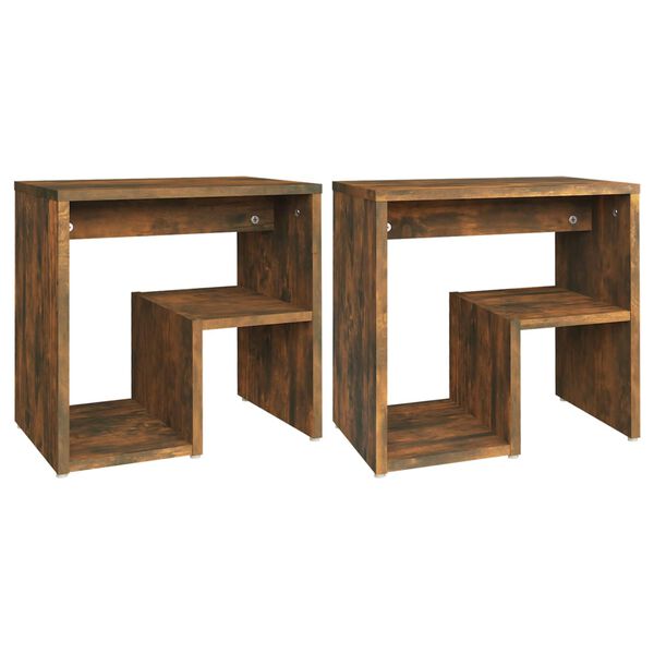 vidaXL Yöpöydät 2 kpl savutammi 40x30x40 cm tekninen puu