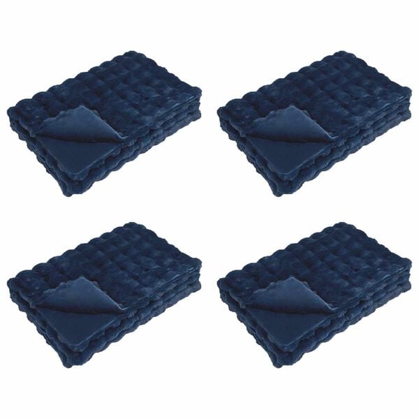 vidaXL Tekoturkki J&auml;niksen Peitto 4 pcs Merensininen 240 x 270 cm