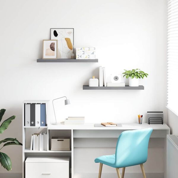 vidaXL Kelluvat sein&auml;hyllyt 2 kpl harmaa 80x23,5x3,8 cm MDF