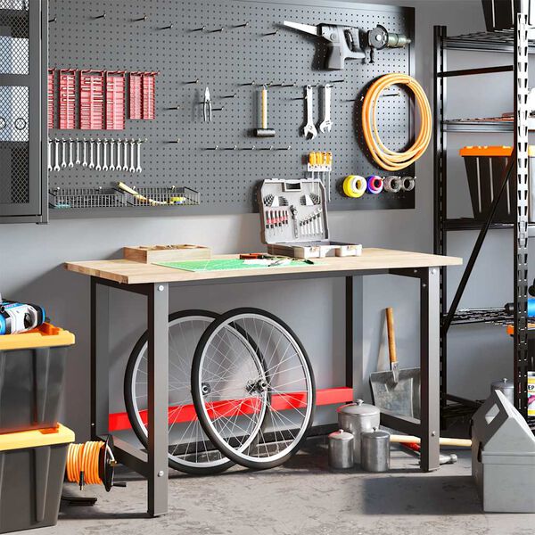 vidaXL Työpöytä 140x60x81,5 cm massiivipuutammea