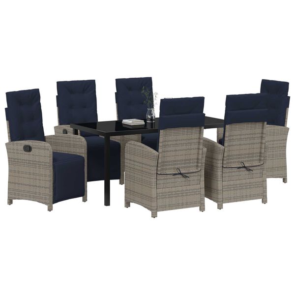 vidaXL Piharuokailu setti tyynyll&auml; 7 pcs Harmaa polyrottinki