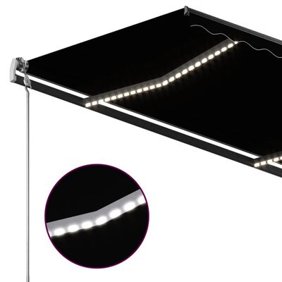vidaXL Manuaalisesti kelattava markiisi LED-valot 4x3,5 m antrasiitti