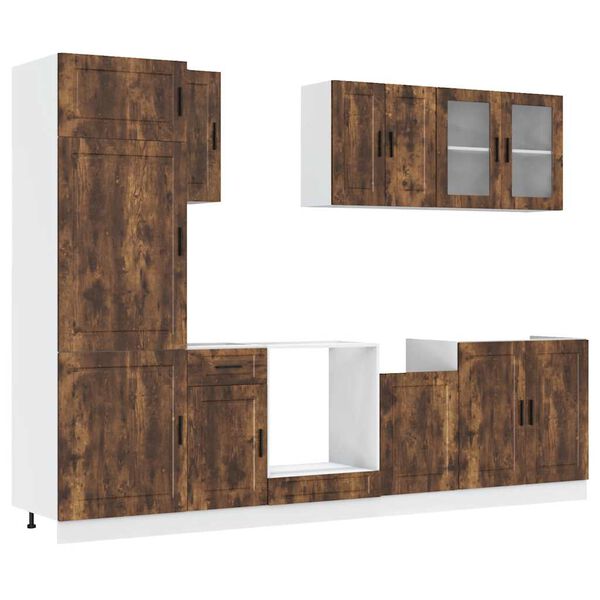 vidaXL 8-osainen keitti&ouml;n kaappisetti "Porto" savustettu tammi tekninen puu