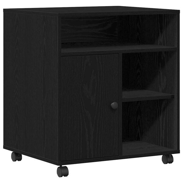 vidaXL Tulostinpidike Musta tammi 60 x 50 x 67 cm Tekninen puu