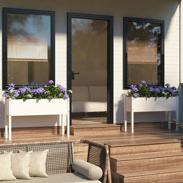 vidaXL Puutarhan kukkalaatikot 2 kpl valkoinen 110x31x70cm täysi mänty