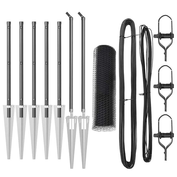 vidaXL Aitalatu Harmaa 10 x 1 m (13 mm verkko) Ter&auml;st&auml; ja PVC:t&auml;