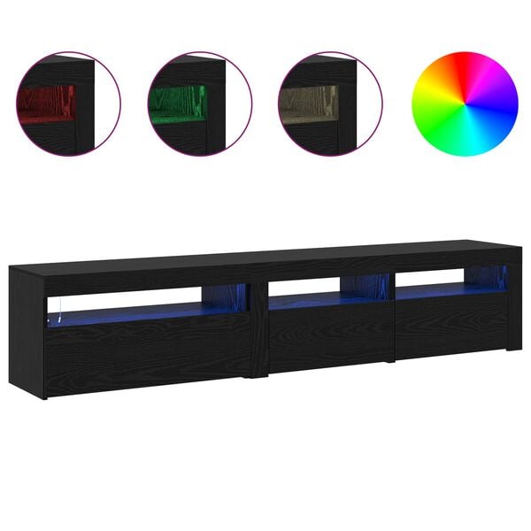 vidaXL TV-kaappi 2 pcs Musta tammi. 195 x 35 x 40 cm Tekninen puu