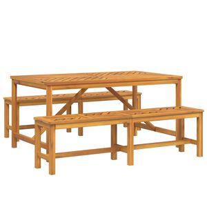 vidaXL Piharuokailu setti 3 pcs Ruskea Tihe&auml; akasiapuu