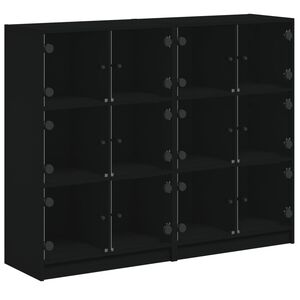 vidaXL Kirjahylly ovilla musta 136x37x109 cm tekninen puu