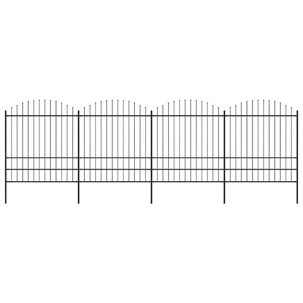 vidaXL Puutarha-aita keihäskärkinen teräs 714,5x200 cm musta