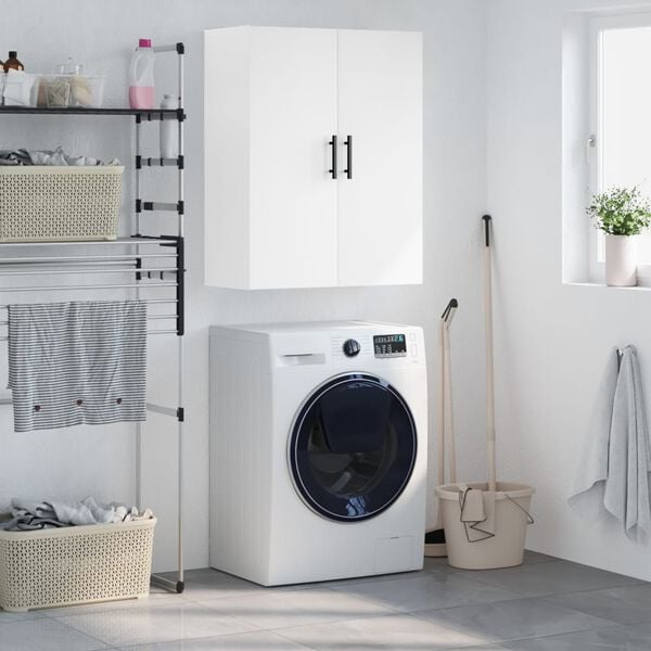 vidaXL Sein&auml;kiinnitett&auml;v&auml; kaappi valkoinen 69,5x34x90 cm