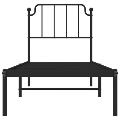 vidaXL Metallinen sängynrunko päädyllä musta 75x190 cm