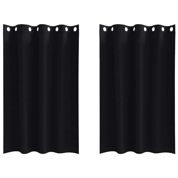 vidaXL Pimentävä verho renkailla 2 pcs Musta 175 x 140 cm Polyesteri