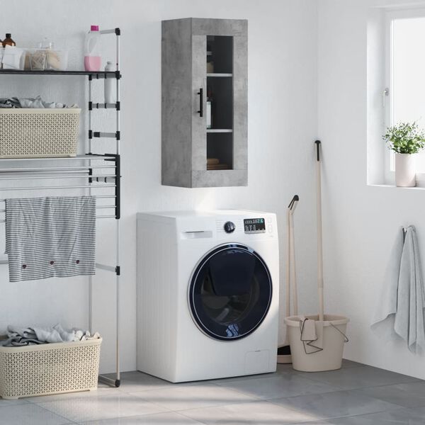 vidaXL Sein&auml;kiinnitett&auml;v&auml; kaappi betoninharmaa 34,5x34x90 cm