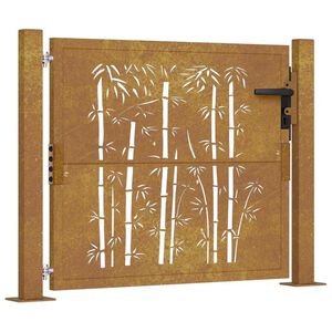 vidaXL Puutarhaportti 100x75 cm Corten-ter&auml;s Bambukuvio