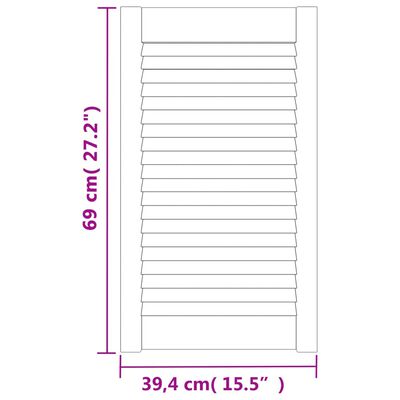 vidaXL Kaapin ovet säleikkömuotoilu 2 kpl 69x39,4 cm täysi mänty