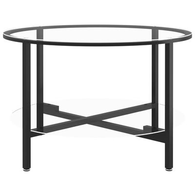 vidaXL Teepöytä musta ja läpinäkyvä 70 cm karkaistu lasi