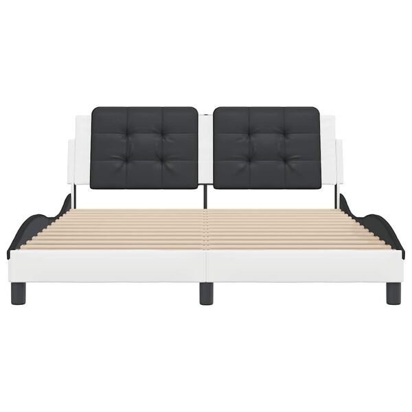 vidaXL S&auml;ngynrunko ilman patjaa Zadar valkoinen ja musta 160x200 cm keinonahka