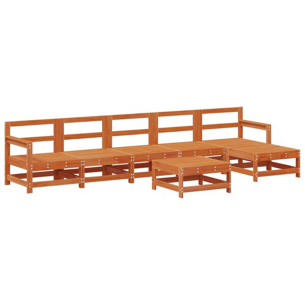 vidaXL Pihan oleskeluryhm&auml; 7 pcs Vahans&auml;vyinen Ruskea Massiivim&auml;nty