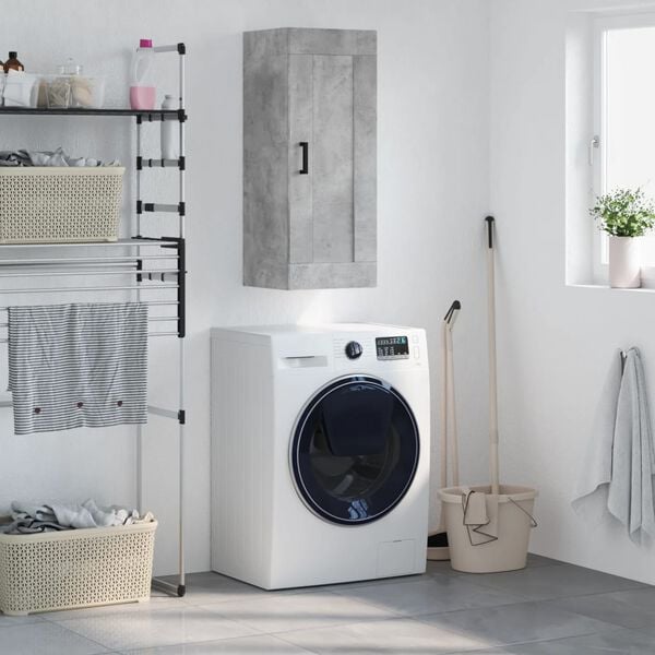 vidaXL Sein&auml;kiinnitett&auml;v&auml; kaappi betoninharm 34,5x34x90cm tekninen puu