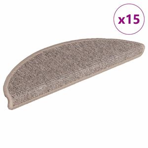 vidaXL Porrasmatot 15 kpl 56x17x3 cm tummanbeige puolipy&ouml;re&auml;