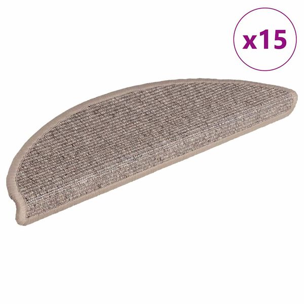 vidaXL Porrasmatot 15 kpl 56x17x3 cm tummanbeige puolipy&ouml;re&auml;