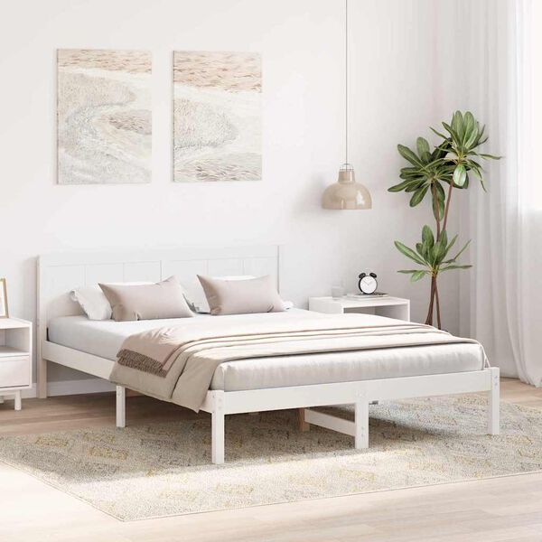 vidaXL Sängyn runko Valkoinen 140 x 200 cm Täysi Mänty