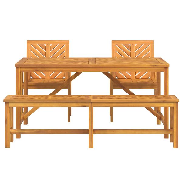 vidaXL Piharuokailu setti 4 pcs Ruskea Tihe&auml; akasiapuu