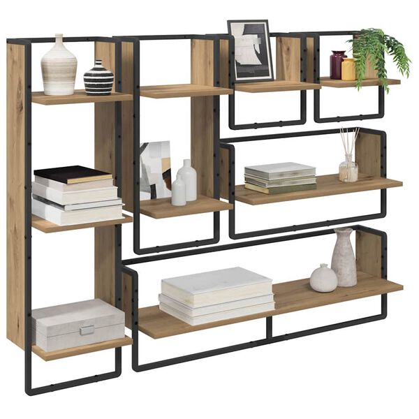 vidaXL Seinähyllysetti hyllyllä 6 pcs Artisan tammi 100 x 25 x 30 cm