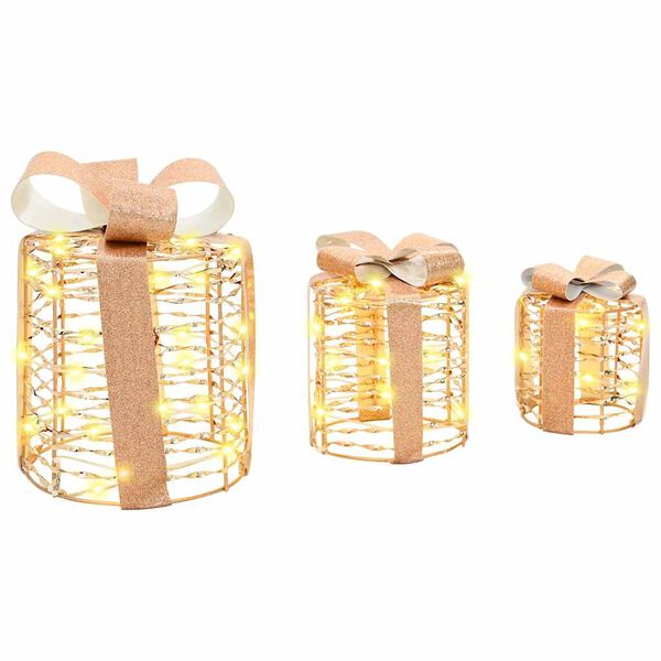 vidaXL Lahjakotelo Koriste 3 pcs Lämmin valkoinen 20 x 20 x 20 cm PET