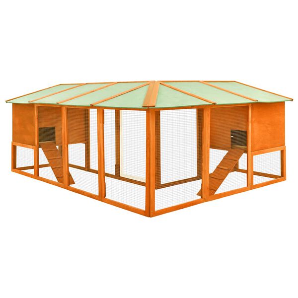 vidaXL Kanin ulkohäkki ruskea täysi kuusi